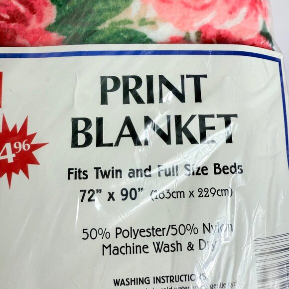 Basics Pink Floral Blanket Twin Full VTG 70s Romantic Country Cottage Chic USA - Picture 4 of 8